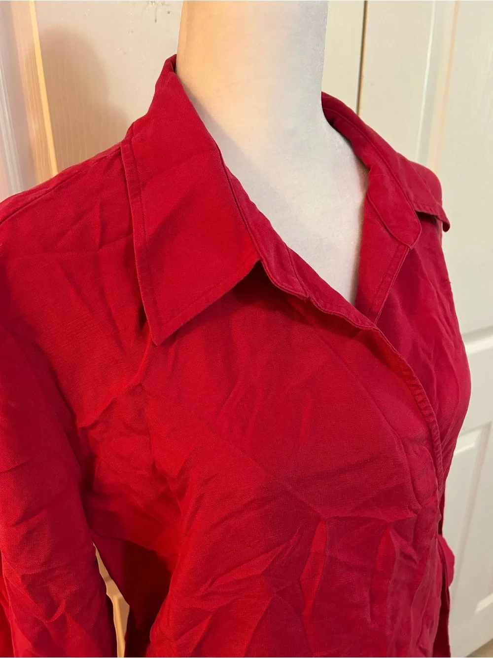 Coldwater Creek red silk wrap dress, size 18 - Picture 2 of 5